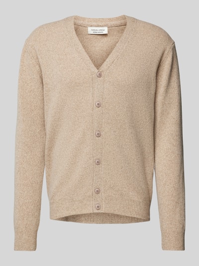 Casual Friday Slim fit gebreid jack met knoopsluiting, model 'Karl' Camel gemêleerd - 2