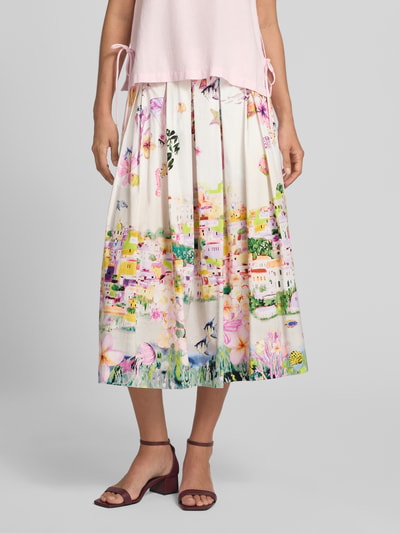 ROBE LÉGÈRE Ausgestellter Midi-Rock aus Baumwoll-Mix Offwhite 4
