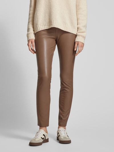 Raffaello Rossi Skinny fit broek in leerlook Lichtbruin - 4