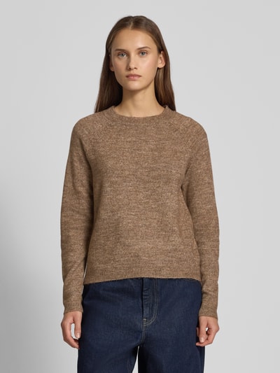 Pieces Regular fit coltrui met raglanmouwen, model 'JULIANA' Middenbruin - 4