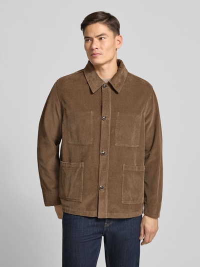 CRUNA Regular Fit Hemdjacke aus Cord Modell 'St.Honoré' Taupe 4