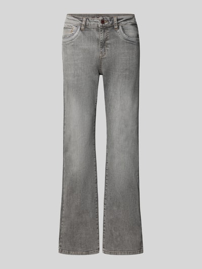 Produktfoto, graue Jeans mit Eingrifftaschen aus Baumwoll-Mix mit Stretch-Anteil, Modell 'Cecilia Perla' von MOS MOSH, leicht strukturierte Oberfläche, Regular Fit