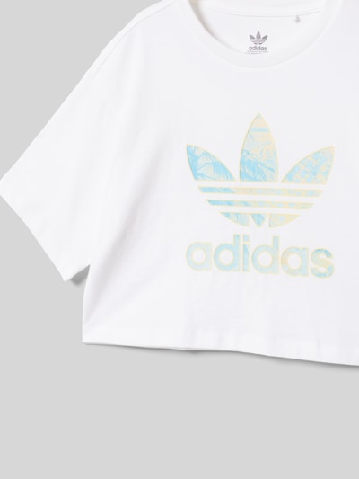 adidas Originals Cropped T-Shirt mit Label-Print Weiss 2