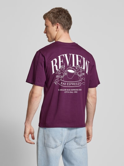 REVIEW T-Shirt mit Label-Print Pflaume 5