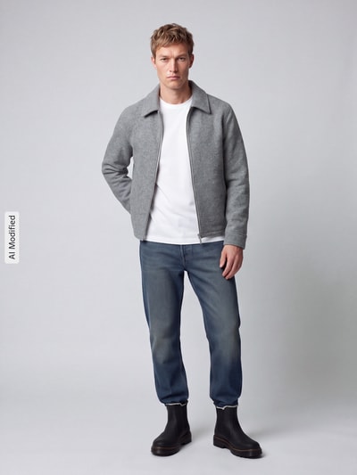 Jake*s Studio Men Blouson mit Zweiwege Reißverschluss Hellgrau 1