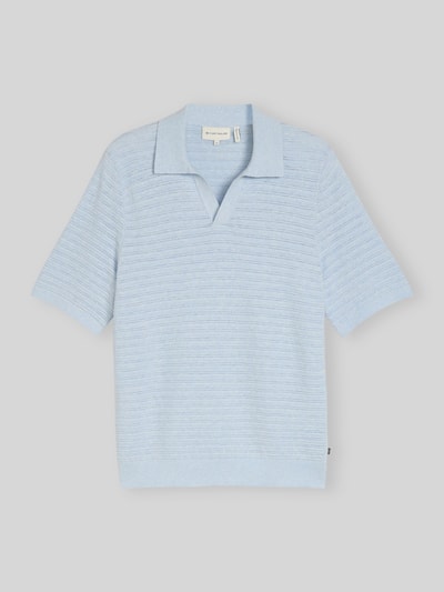 Tom Tailor Regular Fit Poloshirt aus Baumwoll-Leinen-Mix Hellblau 2