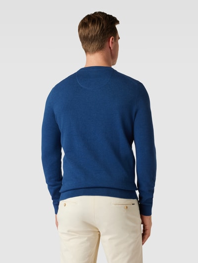 Tom Tailor Gebreide pullover met labelstitching Koningsblauw - 5