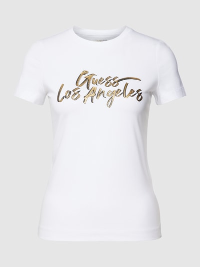 Guess T-shirt z nadrukiem z logo model ‘GOLD’ Biały 2