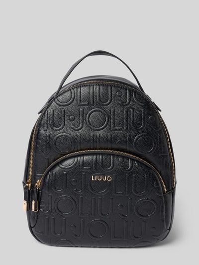 Liu Jo White Rucksack mit Label-Strukturmuster Black 2