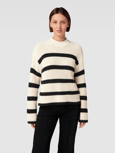 Vero Moda Strickpullover mit Streifenmuster Modell 'HILDA' Offwhite 4