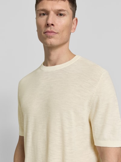 Marc O'Polo Regular Fit T-Shirt aus Baumwoll-Leinen-Mix Offwhite 3