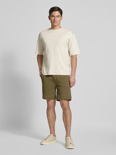 BOSS Orange Regular fit sweatshorts van puur katoen Kaki - 1