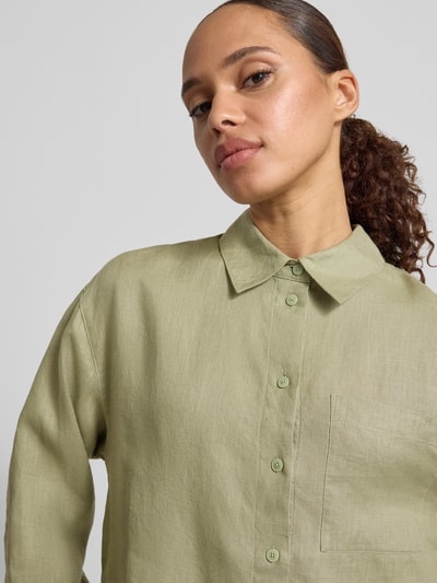 s.Oliver RED LABEL Bluzka koszulowa o kroju regular fit z czystego lnu Khaki 3