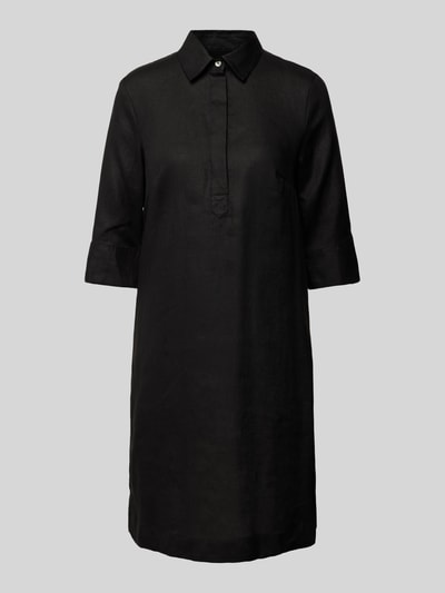 Christian Berg Woman Sukienka koszulowa o długości do kolan z lnu w jednolitym kolorze Czarny 2