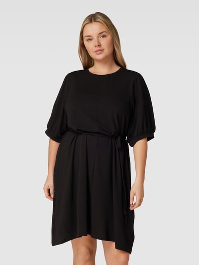 Evoked Vila Knielange PLUS SIZE jurk met ronde hals, model 'DIANAN' Zwart - 4