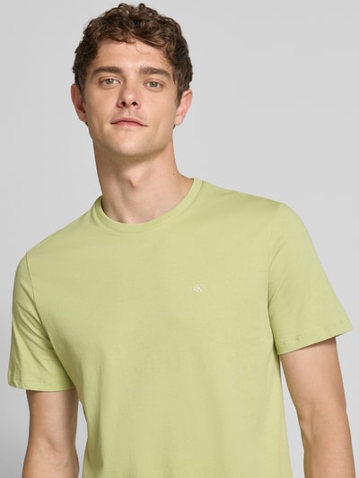 Calvin Klein Jeans T-shirt met geribde ronde hals Mintgroen - 3