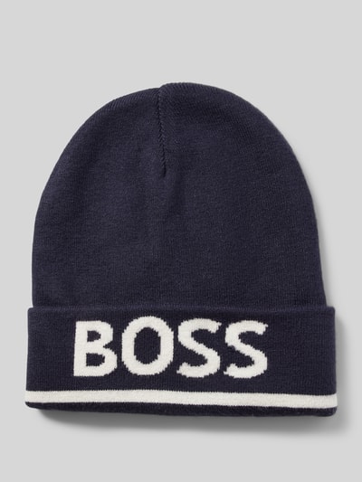 Boss Mütze aus Viskose-Mix mit Label-Stitching Marine 1