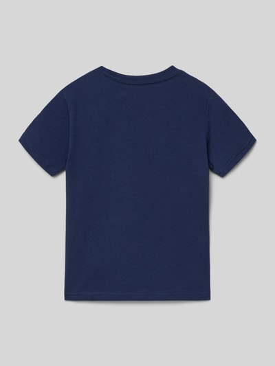 Produktfoto, Regular Fit T-Shirt aus reiner Baumwolle von Polo Ralph Lauren Kids in Dunkelblau, unifarben, Feinripp-Textur, Rückansicht