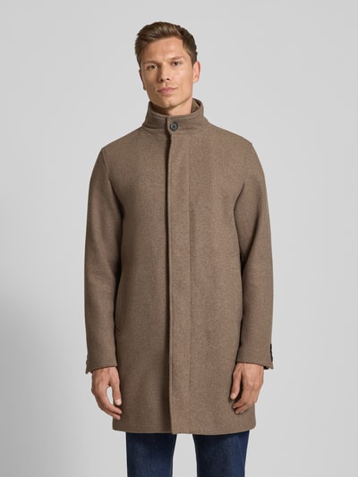 Jack & Jones Premium Mantel aus Woll-Mix mit Stehkragen und Eingrifftaschen Taupe 4