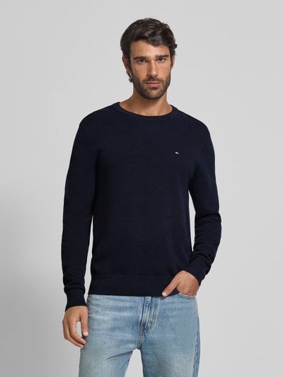 Tommy Hilfiger Regular fit gebreide pullover van zuiver katoen Marineblauw - 4
