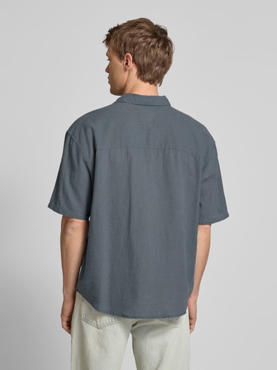 Only & Sons Relaxed Fit Freizeithemd aus Baumwoll-Leinen-Mix Modell 'CAIDEN' Petrol 5