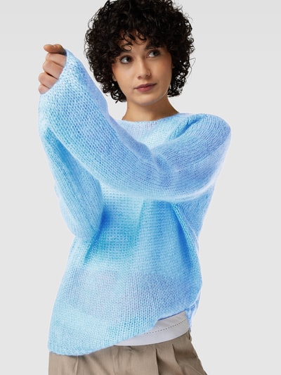 (The Mercer) N.Y. Gebreide pullover van mohairmix in effen design Rookblauw - 3