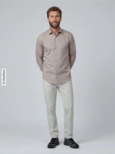 Seidensticker Slim Fit Businesshemd aus reiner Baumwolle Modell 'New Kent' Sand 1