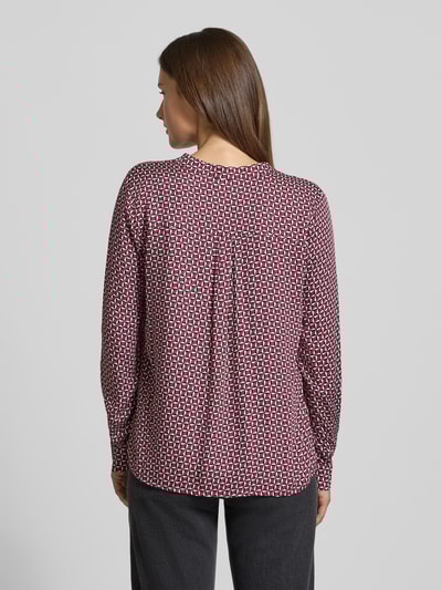 More & More Slim fit blouse met V-hals Bordeaux - 5