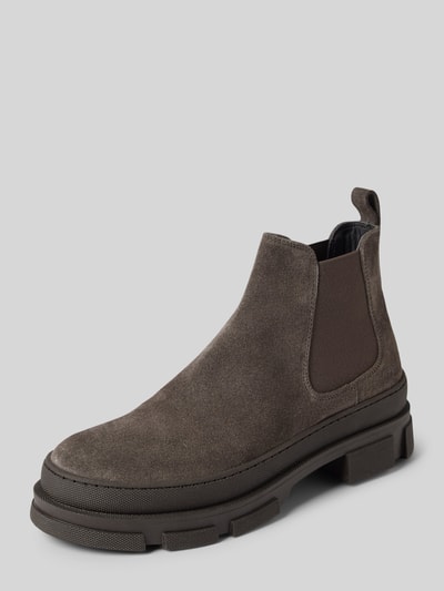 Copenhagen Chelsea boots van leer met labeldetail Taupe - 1