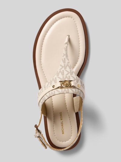 Produktfoto, sandalen uit leermix model 'Mandy' van MICHAEL Michael Kors, afgeronde pasvorm, logodetail, open hiel, gladde zool, hakhoogte 2 cm maat 40