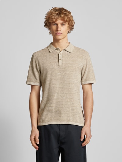 Jack & Jones Regular Fit Poloshirt mit Label-Stitching Modell 'GEORGE' Beige Melange 4