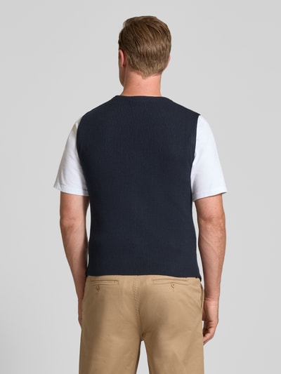 Christian Berg Men Wollen gilet met V-hals Marineblauw - 5