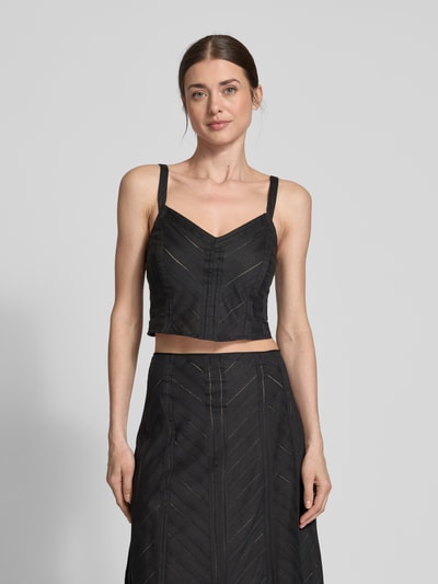 Drykorn Top krótki z zaokrąglonym dekoltem w serek model ‘IRELLA’ Czarny 4