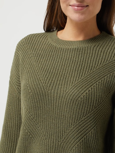 Pieces Pullover met ajourpatroon, model 'Karie' Groen - 3