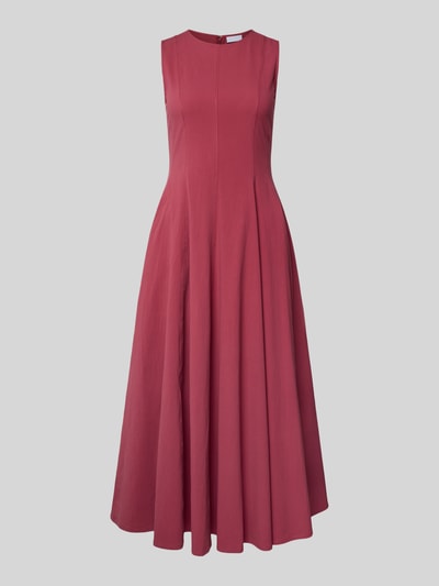Produktfoto, Midikleid mit Rundhalsausschnitt van Jake*s Collection in rood, katoenmix, uitlopend model, mouwloos design, ritssluiting achteraan.