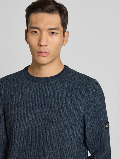 camel active Strickpullover mit Rundhalsausschnitt und Label-Details Petrol 3