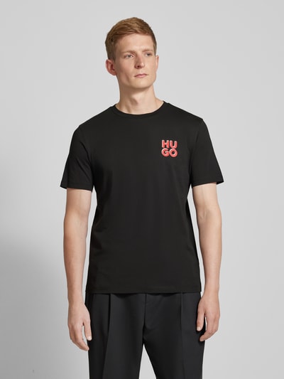 HUGO T-Shirt mit Label-Print Modell 'Dimoniti' Black 4