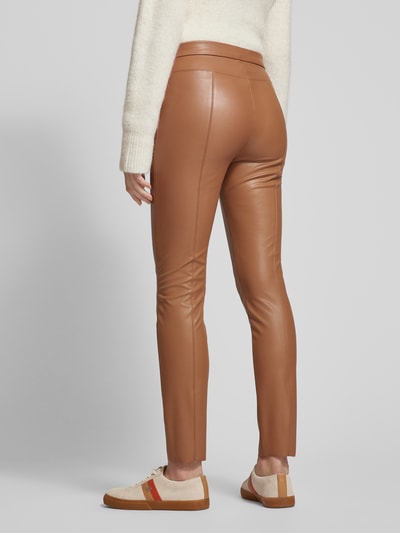 Raffaello Rossi Skinny fit broek in leerlook Middenbruin - 5