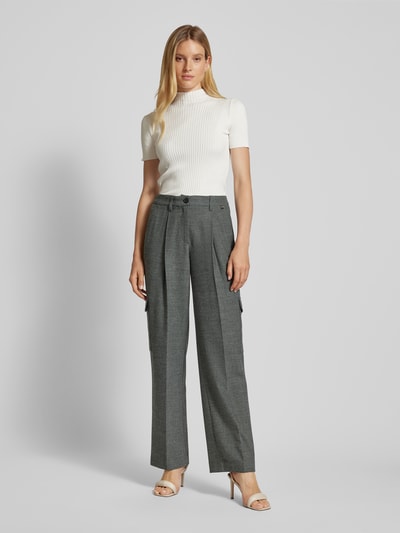 Marc Cain Wide leg stoffen broek met bandplooien Zwart - 1