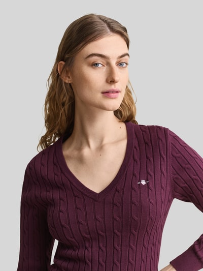 GANT Regular Fit Pullover aus Baumwoll-Mix mit Logo-Stitching Bordeaux 3