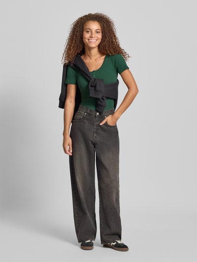 Pieces Slim fit T-shirt van katoenmix, model 'KITTE' Groen - 1