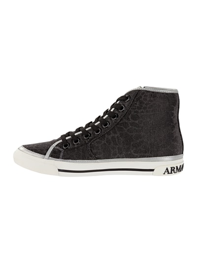 Armani Jeans High Top Sneaker aus Leder mit Glitter-Effekt Silber 3