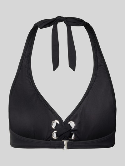 Produktfoto, Neckholder mit Schnürung Modell 'GROMMET' von Michael Kors, czarny top bikini, mieszanka materiałów z dodatkiem streczu, dopasowany krój