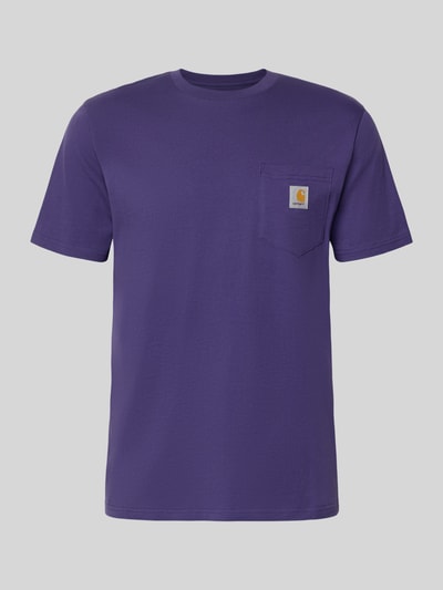 Productfoto, Regular Fit T-shirt met logo-patch van Carhartt Work In Progress in paars, puur katoen, borstzak, ronde hals, ruglengte maat M 70 cm