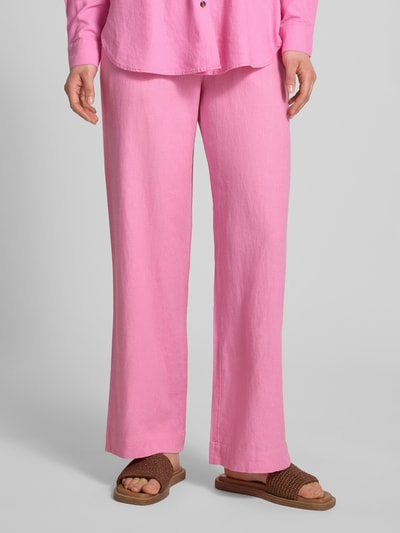 FREE/QUENT Straight leg linnen broek met steekzakken, model 'Lavea' Felroze - 4