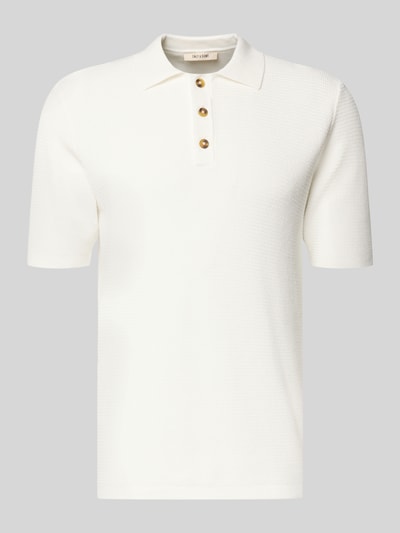 Produktfoto, Regular Fit Poloshirt aus reiner Baumwolle Modell 'ERIC' von Only & Sons, Optik: Unifarben, Struktur, Polokragen, Kurzarm, Strick, weiße Farbe