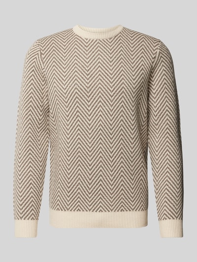 Profuomo Strickpullover mit gerippten Abschlüssen Offwhite 2