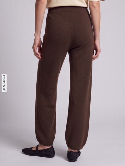 Jake*s Casual Regular Fit Weite Hose aus reinem Kaschmmir Schoko 5