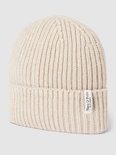 Marc O'Polo Czapka beanie z naszywką z logo Piaskowy 1