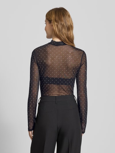 Only Slim fit shirt met lange mouwen van semi-transparant materiaal, model 'SIVAL' Zwart - 5